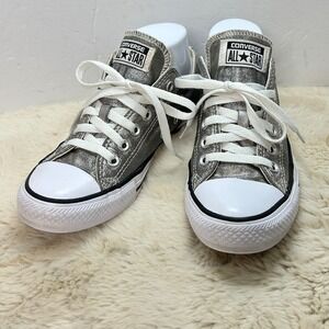 Converse All‎ Star Low Top Sneakers Women's Size 5 Metallic Silver Casual Shoes